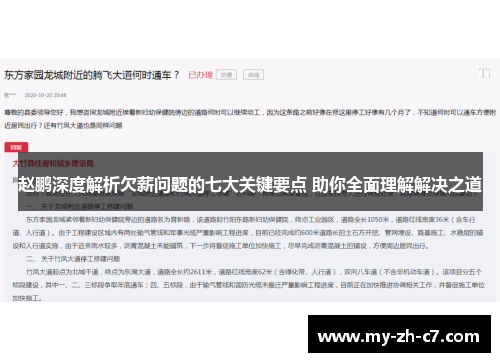 赵鹏深度解析欠薪问题的七大关键要点 助你全面理解解决之道
