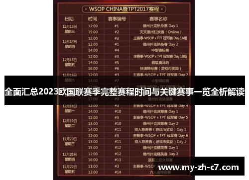 全面汇总2023欧国联赛季完整赛程时间与关键赛事一览全析解读